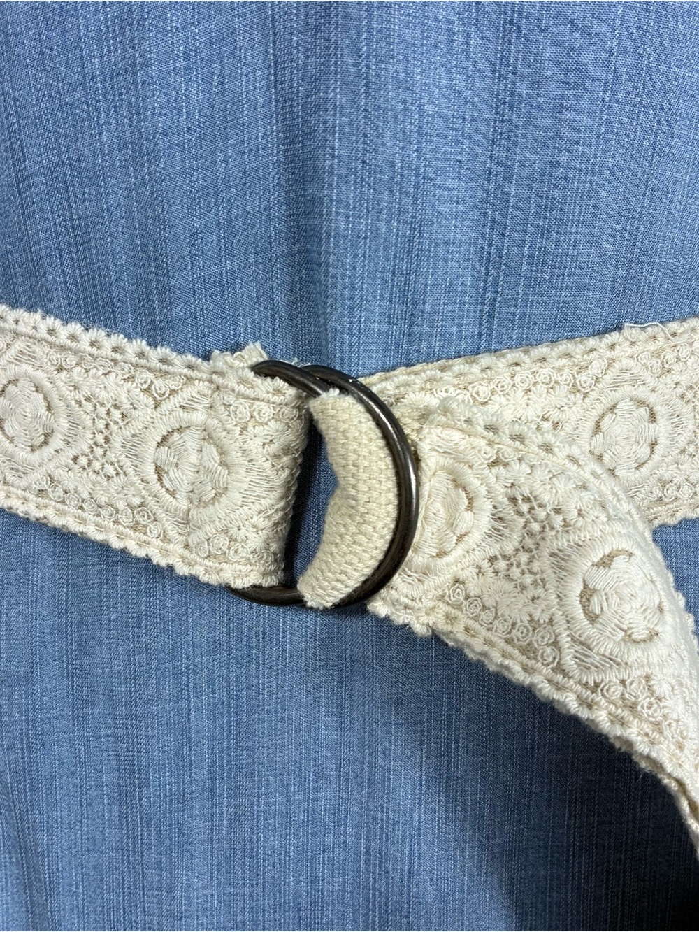 Cream Crochet D-Ring Waist Belt
